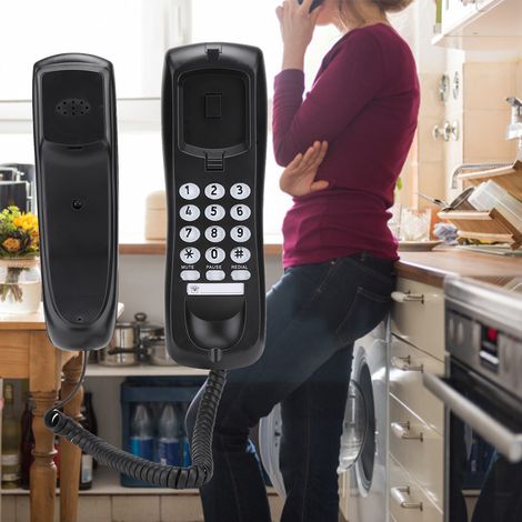 Téléphone fixe mural KX-T628 Noir, combiné filaire pour bureau et maison, modèle anglais