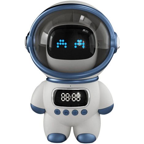 Haut-parleur Bluetooth astronaute avec horloge et veilleuse – Puce AI 5.1 – Autonomie jusqu'à 168 heures – Cadeau d'anniversaire blanc (1/5)