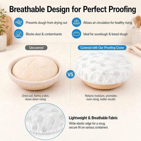 4 Pièces Housses Banneton pour Pain avec Élastique, Couvercles Alimentaires Réutilisables, Couvre-Pâte pour Levain, Accessoires de Boulangerie, Couvre-Bols, Fruits, Pâtisserie, Cuisine, 28 cm (1/2)