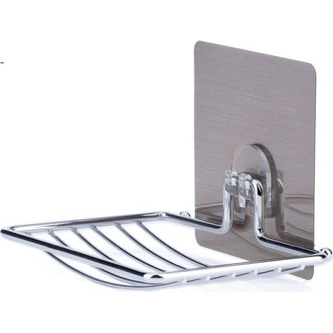 Soap Dish for Bathroom Shower Wall Mounted Self Adhesive Free No Drilling Soap Dish Saver Tray-STAINLESS STEEL Sponge Holder for Kitchen Storage Soap Dish Box (1/5)