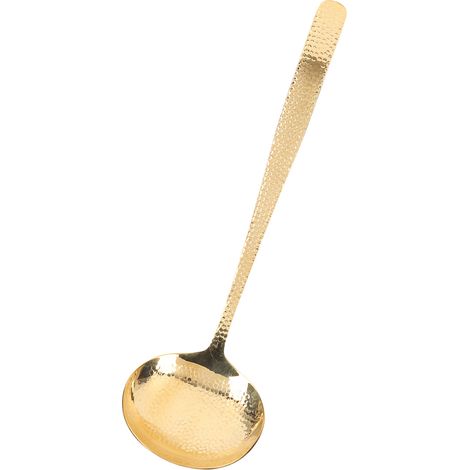 Cuillère à soupe en laiton durable avec une élégante finition dorée brillante, poids équilibré, multifonctionnelle, adaptée à la cuisine domestique. (1/5)