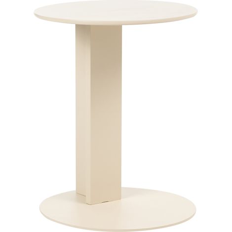 Mesa auxiliar de jardín moderna de acero con recubrimiento en polvo redonda 40 cm mobiliario de exterior beige Vanzago (1/5)