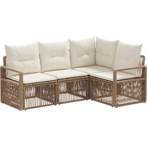 Gartensofa-set 4 pcs Beige Poly-Rattan vidaXL