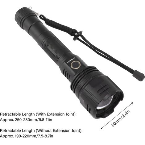 30-W-LED-Taschenlampe mit Akku, Zoomfunktion und abnehmbarem Leuchtmittel, superhell für den Außeneinsatz (1/5)