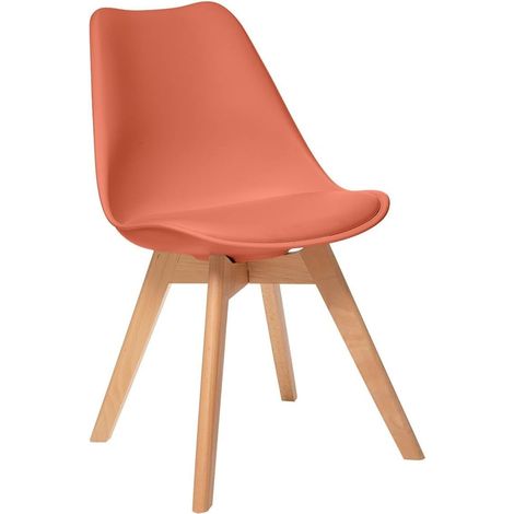 Créateur d'Intérieur Chaise Baya en plastique jaune et hêtre – Salle à manger, cuisine, bureau, salon – Coussin intégré confortable (1/4)