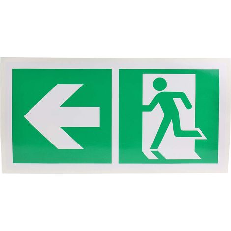 Symbole d'évacuation d'urgence RS PRO, Sortie de secours à gauche, Vinyle Etiquette ( Prix pour 1 )