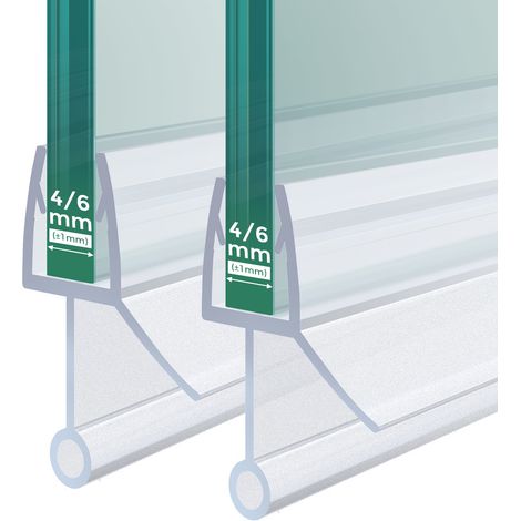 Joint de douche 2 pièces 100cm pour verre de 4-6mm - joint de remplacement déflecteur d'eau anti-vibration pour cabine de douche salle de bain