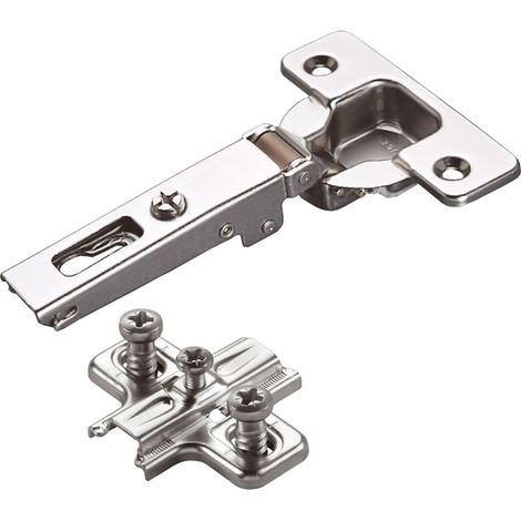 2 x Salice Topfband 110° Serie 200 Bohrbild T45 Eckanschlag inkl. Kreuz-Montageplatte Höhe 3 mm mit vormontierten Euroschrauben und Langlochverstellung Schrankscharnier von SOTECH (1/4)