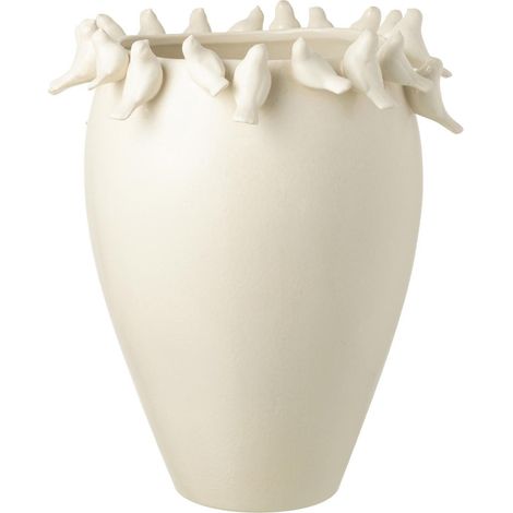 Vase Déco en Argile "Budgie" 50cm Blanc (1/3)