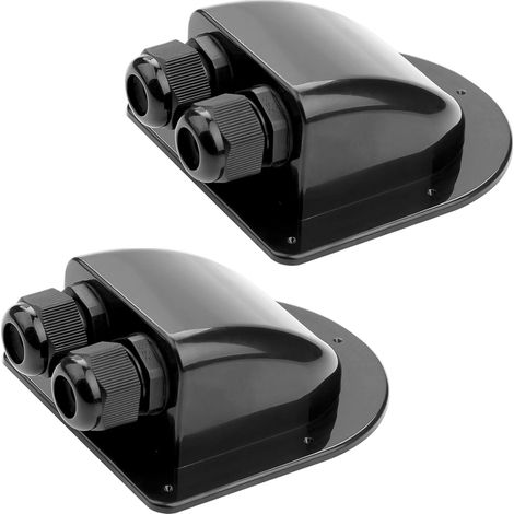 2 Pièce Passe Toit Camping Car Solaire Passe Cable Etanche IP68 Entrée Câble Double Noir Fixation Panneau Solaire Camping Car ABS pour Camping Car Accessoires Bateau Caravane (1/5)