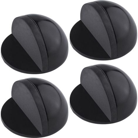 4 Pieces Door Stop, Stainless Steel Door Stop, Door Stop, Adhesive Door Stop, Half Moon Door Block, Door Stop to Protect Furniture, Black (1/5)