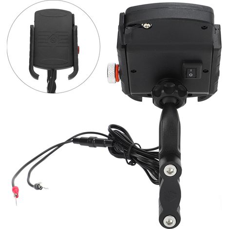 Chargeur sans fil 2 en 1 pour guidon, charge rapide 15 W QC3.0 USB, support de téléphone pour moto, 12-24 V (1/5)