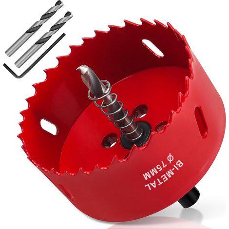 Scie Cloche 75mm, HSS M42 Bi-Métal Scies-cloches Bois 1 Pièce Rouge (1/5)