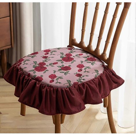 Coussin de chaise rouge en dentelle imprimée vintage (1/5)