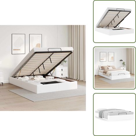 vidaXL Cadre de lit ottoman sans matelas blanc 140x190 cm similicuir