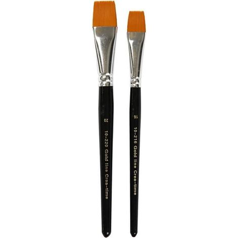 Très bons pinceaux plats avec manche court en bois et poils en nylon - convient pour la pluspart des peintures. réf 100268