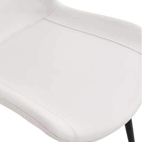 Ensemble table ronde 100 cm noir effet bois avec 4 chaises blanches en PU, design contemporain (1/5)