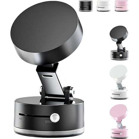 Magnetic Car Phone Holder, Double Sided Suction Cup Cell Phone Holder, Foldable, Suction Force N52, Suitable for Office, Car GPS, Gym (Black) (1/5)