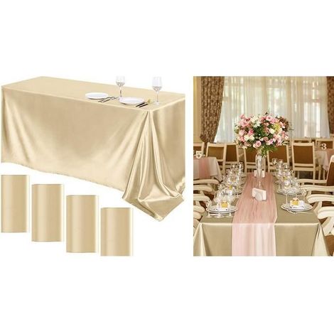 KLVGTIFS PU - Lot de 4 Nappe rectangle, Nappe de table douceur d'intérieur, pour Salle à Manger, Fête, Mariage ou Maison,145 x 260 cm,Champagne (1/5)