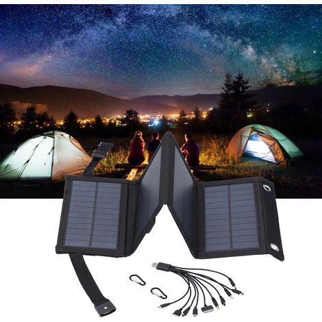 Panneau solaire pliable portable 10 W, module d'énergie solaire pour voyage et camping, noir (1/5)
