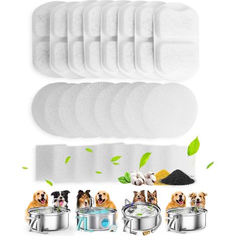 Filtre de Rechange pour Fontaine à Eau 7L PWF-002 en Acier Inoxydable pour Grands Chiens, 8 pièces par lot (1/5)