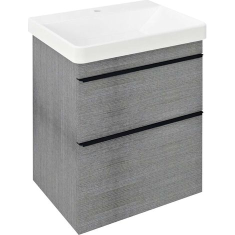 Sapho Sitia - Waschtischunterschrank 70x56x44 cm, 2 Schubladen, Silbereiche SI060-1111