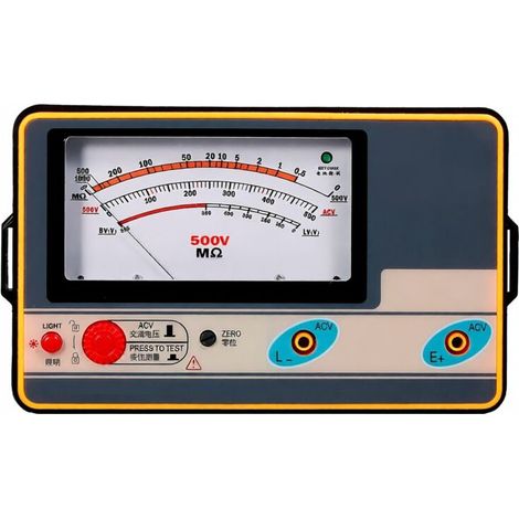 Mégohmmètre numérique portable haute précision, mesure 0-1000 MΩ sous 500V, écran LCD, pour tests isolation électrique (1/5)