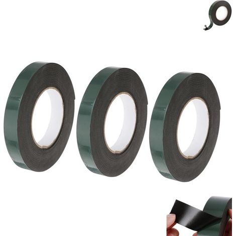 3er-Pack, Klebeband, schwarzes doppelseitiges Schaumstoffklebeband, starkes Klebeband für Glas, hochbelastbares selbstklebendes Montageband (1/5)