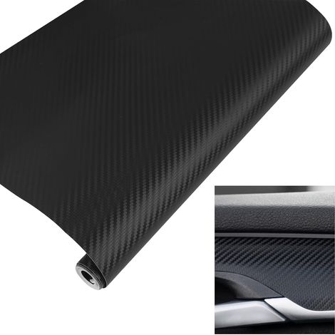 30cm x 1,52m Film Vinyle Autocollant en Fibre de Carbone 3D Noir, Autocollant 3D en Fibre de Carbone pour Intérieur et Extérieur de Voiture, Moto, Étanche, Anti Rayures (1/5)