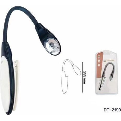 TRADE SHOP - Lampada Luce Da Lettura Con Clip Light Book Led Flessibile Casa Campeggi Dt-2090 -