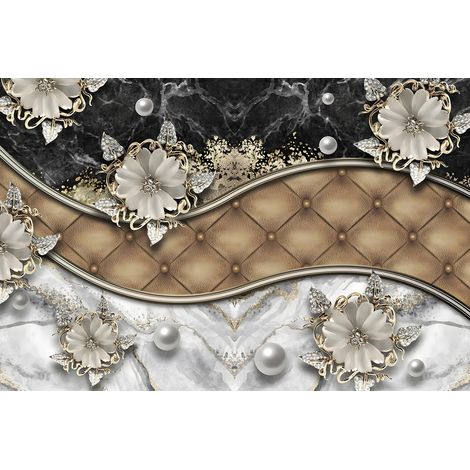 Papier peint panoramique - Fleurs Capitons 3D - 130 cm x 87 cm (1/2)
