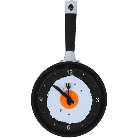 Horloge en forme de poêle avec œuf au plat – Horloge murale fantaisie pour cuisine ou café (1/5)