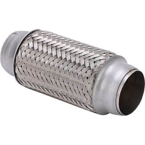 1.75x6.1in tuyau flexible d'échappement de voiture argent acier inoxydable joint tressé accessoire automobile.