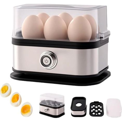 Cocedor de huevos eléctrico inteligente, Para 6 huevos, Con apagado automático, Cocción rápida multifuncional, Admite huevos duros (1/5)