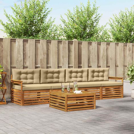 vidaXL Outdoor-Sofagarnitur mit Kissen 5 pcs Natur und Beige (1/5)