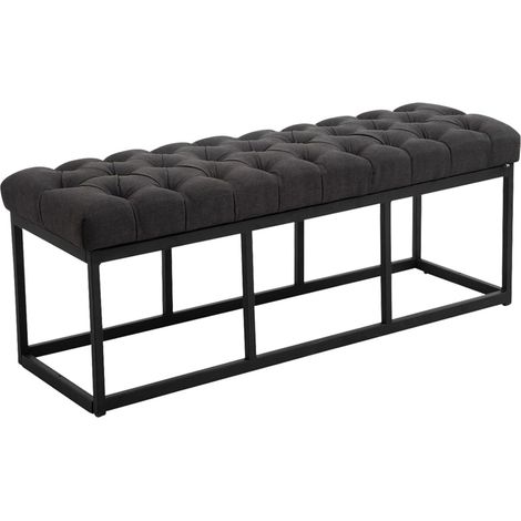Banco Amun tapizado en tela con estructura negra Negro 120 cm (1/4)