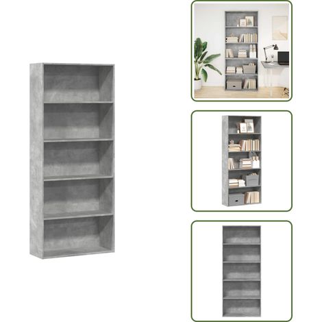 Bücherregal Betongrau 80x30x189 cm Holzwerkstoff - Bücherregal - Bücherregale - Bücherschrank - Lagerregal (1/5)