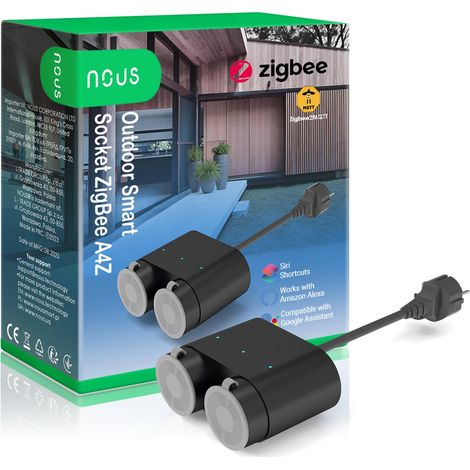 Nous A4Z Zigbee Presa Smart Home Ciabatta Multipresa Elettrica Esterno con Misuratore Consumo Elettrico Compatibile con Alexa, Google Home Assistant, Tuya Domotica Casa Intelligente Presa Temporizzata (1/5)