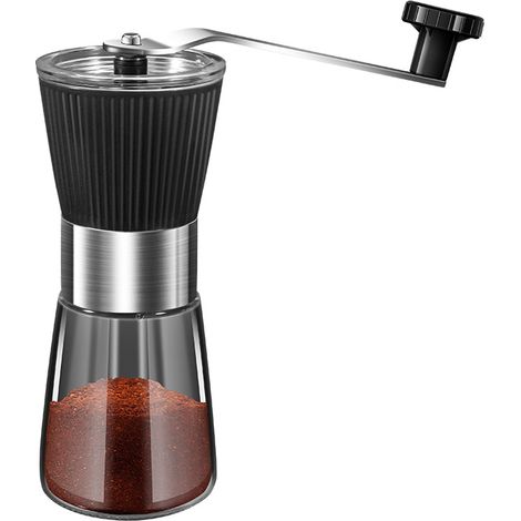 Moulin à café manuel – Moulin à grains – Moulin à café – Moulin à poudre – Acier inoxydable – Noir (1/5)