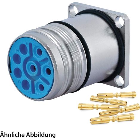 HUMMEL SET inkl. Kontakte M23 Leistung Gerätesteckverbinder, Crimpeinsatz gerade Polzahl 3+5+PE, Buchse mit Vibrationsschutz Hinterwand - 1 Stück