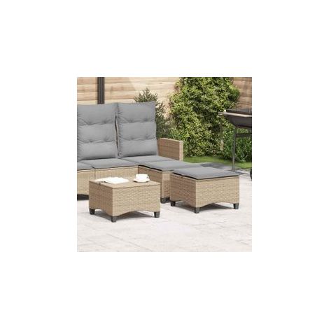 Tabourets jardin coussins 2 pcs beige 55x55x36 résine tressée (1/5)