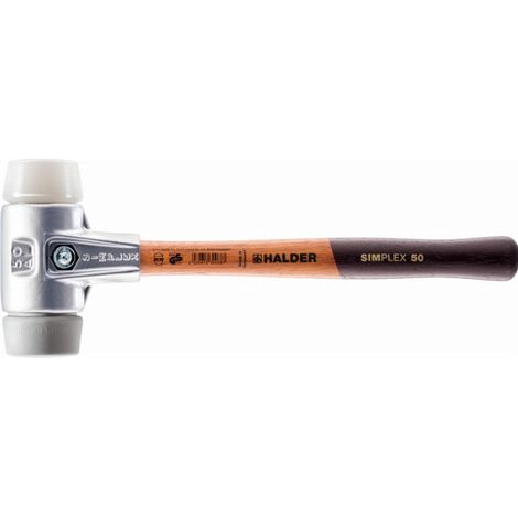 HALDER SIMPLEX maza TPE medio / superplástico con carcasa de aluminio y mango de madera - D=40 mm - 3137.040
