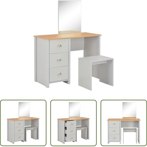 Spiegel - Schminktisch mit Spiegel und Hocker Grau 104x45x131 cm (1/5)