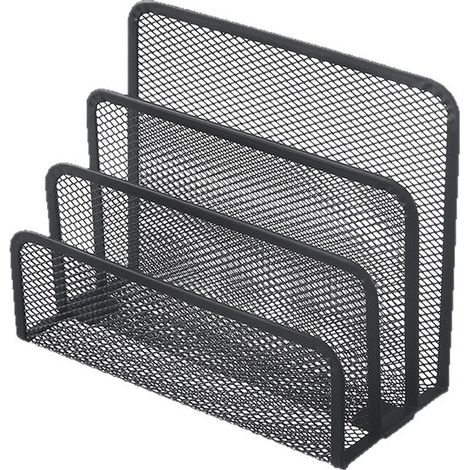 Porte-documents de bureau, organiseur de courrier de bureau, trieur de petites lettres, organiseur de bureau en maille métallique avec 3 compartiments verticaux (17,5 x 8,2 x 13 cm) (1/5)