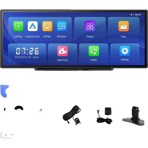 Caméra de voiture, enregistrement 4K, connectivité sans fil, Avec caméra arrière GPS de 6m, Carte TF 64G-b (1/2)