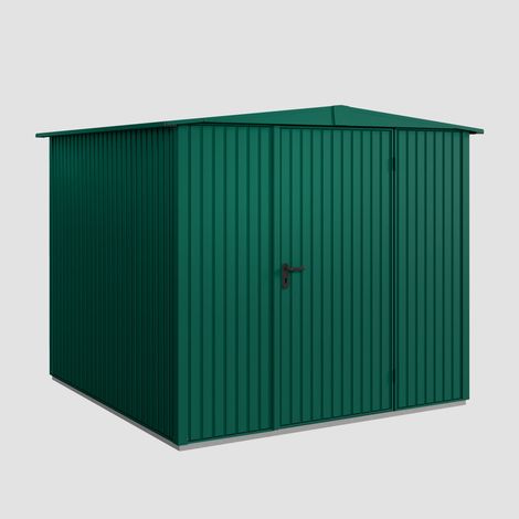 Hörmann Ecostar Metall-Gerätehaus Trend mit Satteldach Typ 2, 259 x 248 cm, moosgrün, 5,7 m², 1-flüglige Tür
