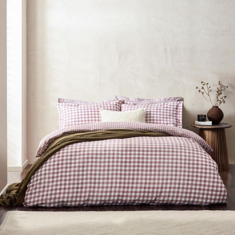 Ensemble De Couette À Carreaux 100% Coton Réversible Taies D’Oreiller Oxford Doux Et Respirant Literie Baie Simple 137x200cm (1/5)