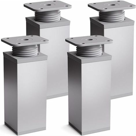 EASYCOMFORT 1 lot de 4 Pieds de meubles ,Hauteur : 100mm (+100mm) réglables,Forme angulaire: 40 x 40 mm (1/4)