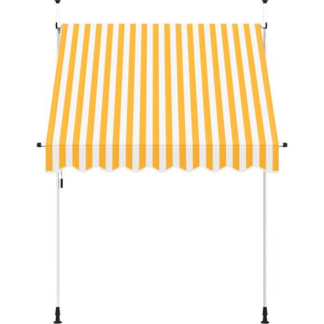 Auvent Marquise rétractable manuel, Store Banne pour Jardin Balcon Terrasse, 200 cm Rayures oranges et blanches OIB5763E
