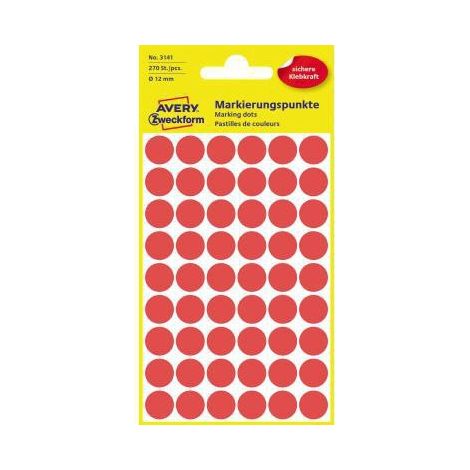 Avery Zweckform Markierungspunkt 3141 12mm rot 270 St./Pack. (1/4)